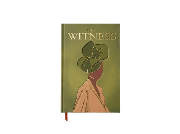 "The Witness" journal in green, a premium hardcover designed to inspire women in their wellness and fitness journeys.